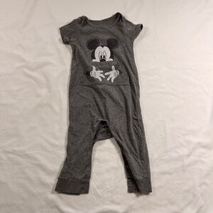 Disney Baby Mickey Mouse Heather Gray Romper Jumper Jumpsuit 18M